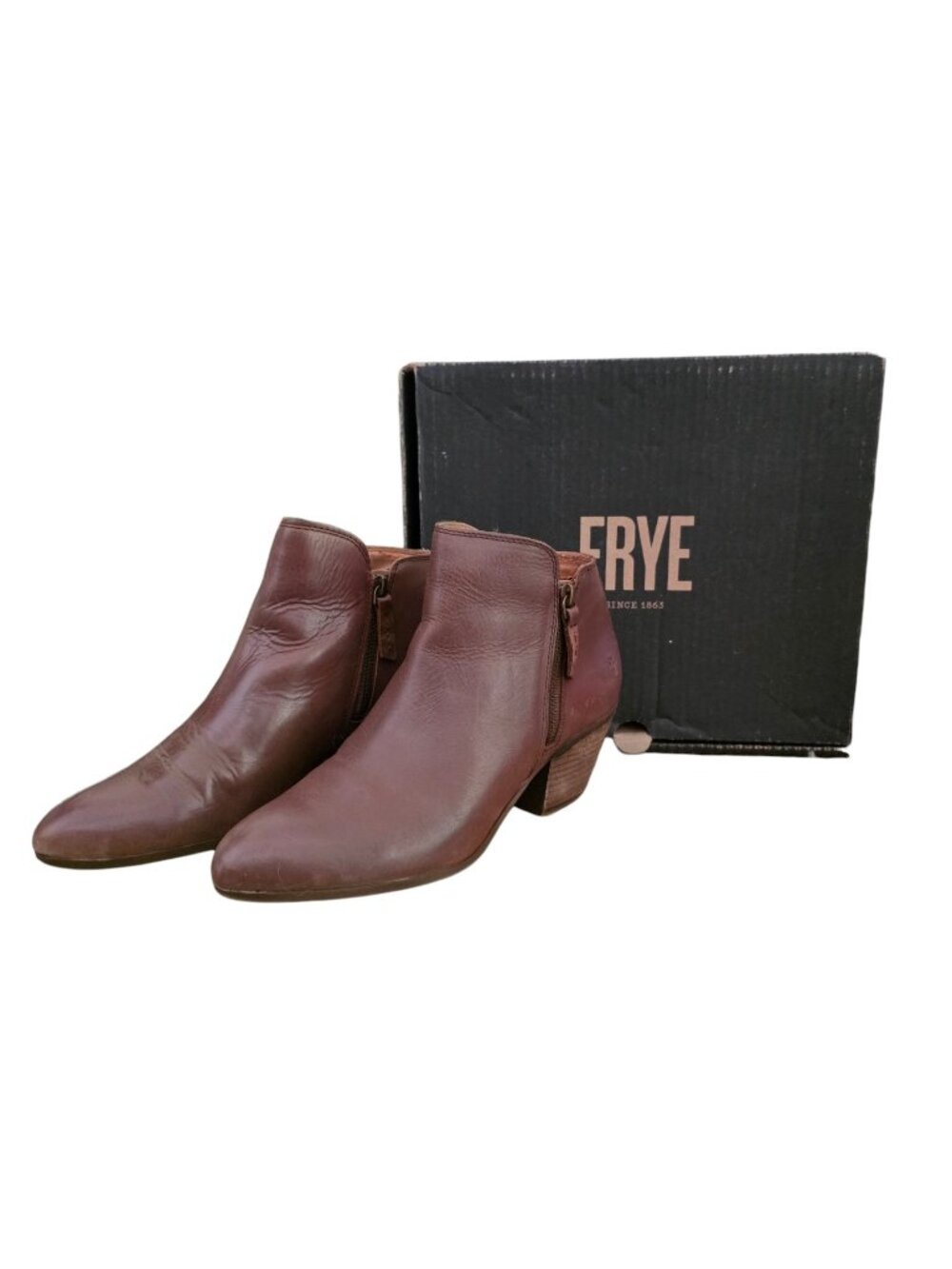 Frye Judith Double Zip Leather Ankle Boots Booties Brown 9